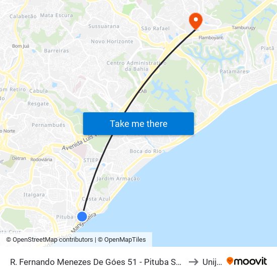 R. Fernando Menezes De Góes 51 - Pituba Salvador - Ba 41810-700 Brasil to Unijorge map