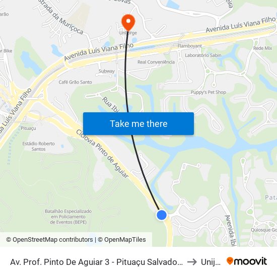 Av. Prof. Pinto De Aguiar 3 - Pituaçu Salvador - Ba 41740-090 Brasil to Unijorge map