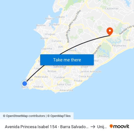 Avenida Princesa Isabel 154 - Barra Salvador - Ba 40130-030 Brasil to Unijorge map