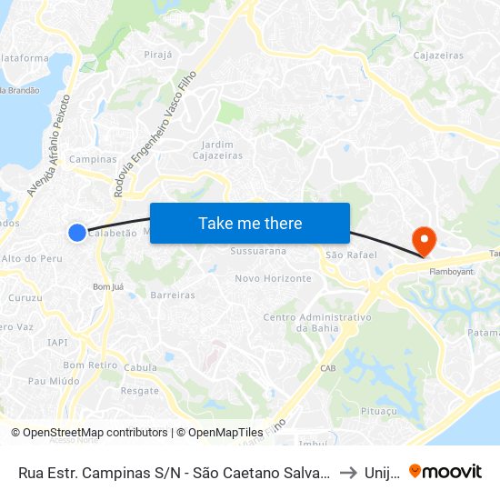 Rua Estr. Campinas S/N - São Caetano Salvador - Ba 40390-383 Brasil to Unijorge map