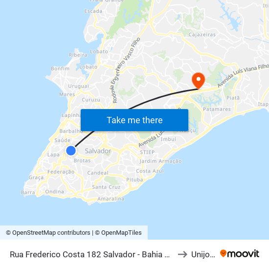 Rua Frederico Costa 182 Salvador - Bahia 40243 Brasil to Unijorge map