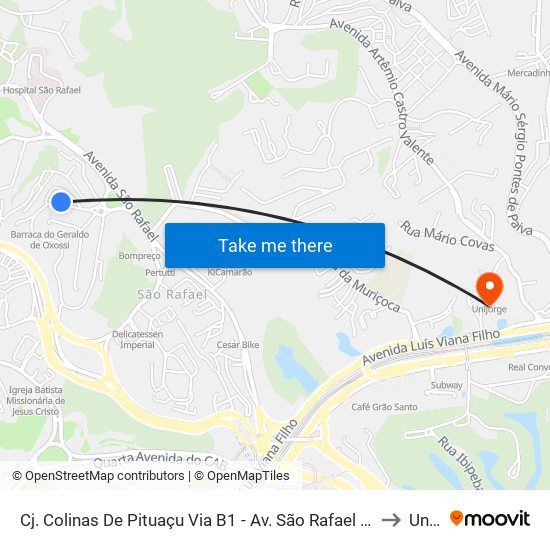 Cj. Colinas De Pituaçu Via B1 - Av. São Rafael - São Marcos Salvador - Ba 41253-190 Brasil to Unijorge map