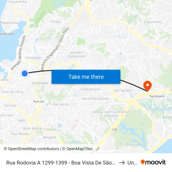 Rua Rodovia A 1299-1399 - Boa Vista De São Caetano Salvador - Ba 40385-645 Brasil to Unijorge map