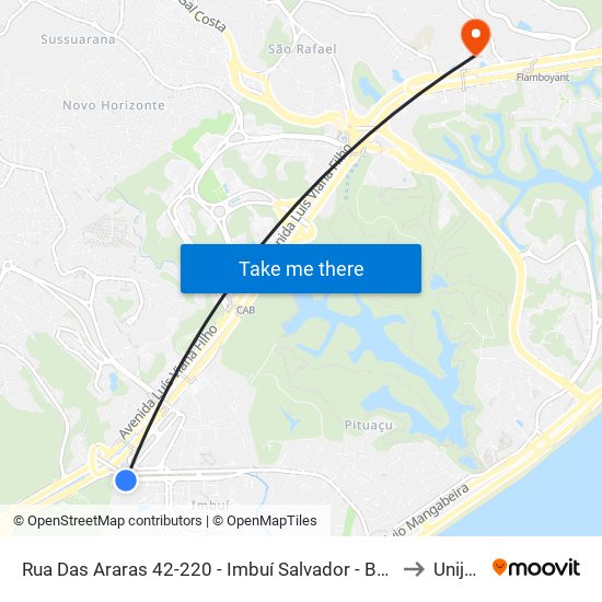 Rua Das Araras 42-220 - Imbuí Salvador - Ba 41720-010 Brasil to Unijorge map