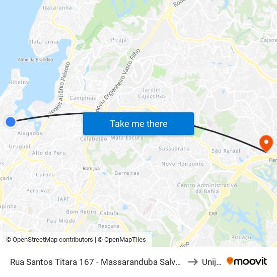 Rua Santos Titara 167 - Massaranduba Salvador - Ba 40435-480 Brasil to Unijorge map