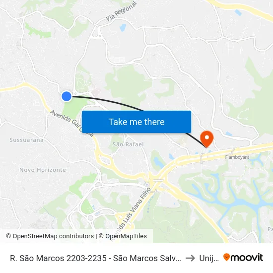 R. São Marcos 2203-2235 - São Marcos Salvador - Ba 41253-190 Brasil to Unijorge map