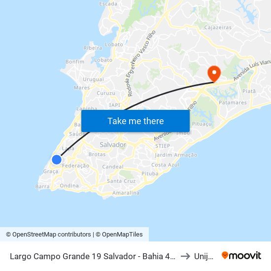Largo Campo Grande 19 Salvador - Bahia 40080-121 Brasil to Unijorge map