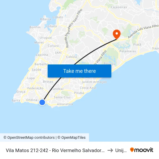 Vila Matos 212-242 - Rio Vermelho Salvador - Ba 41950-740 Brasil to Unijorge map