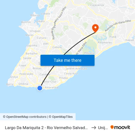 Largo Da Mariquita 2 - Rio Vermelho Salvador - Ba 41940-380 Brasil to Unijorge map