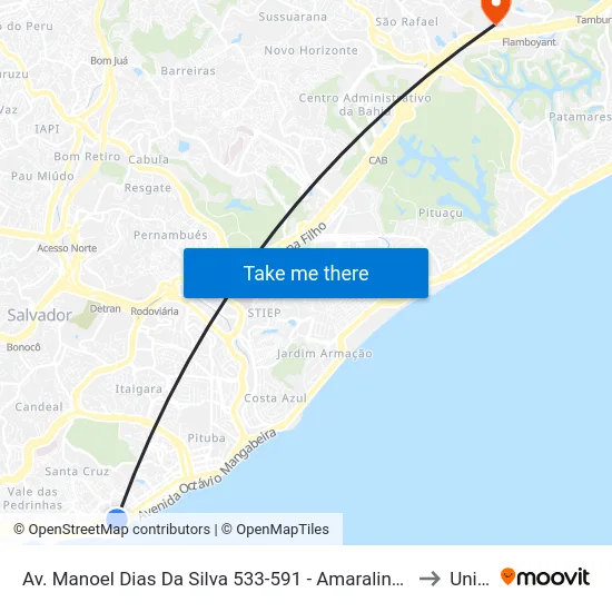 Av. Manoel Dias Da Silva 533-591 - Amaralina Salvador - Ba 41900-325 Brasil to Unijorge map