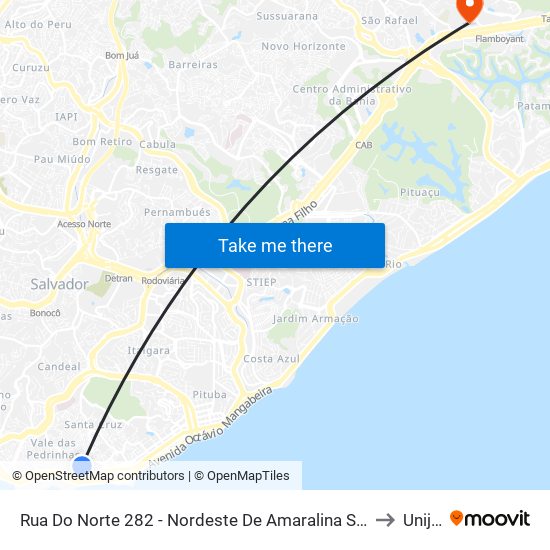 Rua Do Norte 282 - Nordeste De Amaralina Salvador - Ba 41905-001 Brasil to Unijorge map