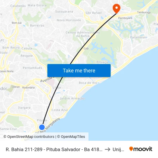 R. Bahia 211-289 - Pituba Salvador - Ba 41830-160 Brasil to Unijorge map