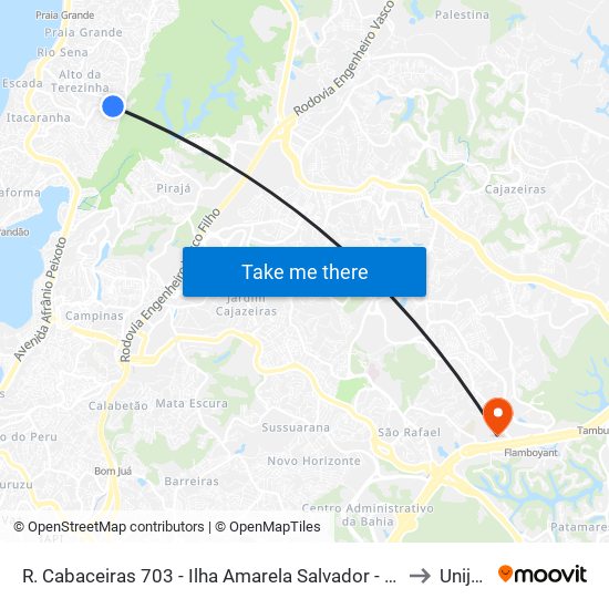 R. Cabaceiras 703 - Ilha Amarela Salvador - Ba 40715-020 Brasil to Unijorge map