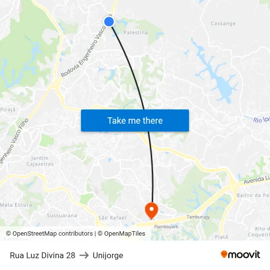 Rua Luz Divina 28 to Unijorge map