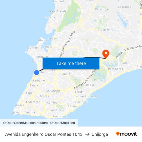 Avenida Engenheiro Oscar Pontes 1043 to Unijorge map