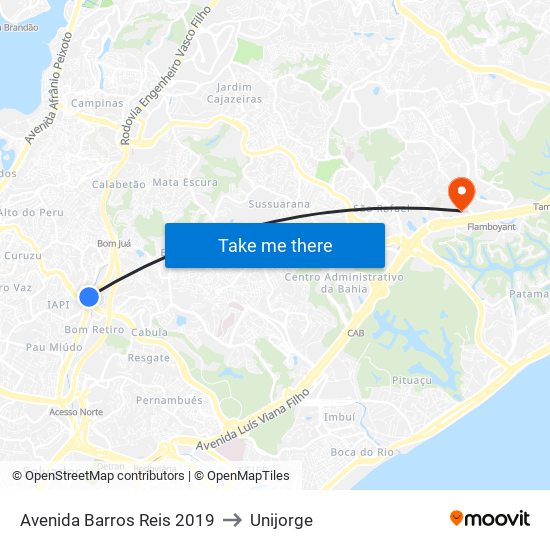 Avenida Barros Reis 2019 to Unijorge map