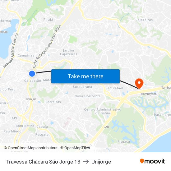 Travessa Chácara São Jorge 13 to Unijorge map