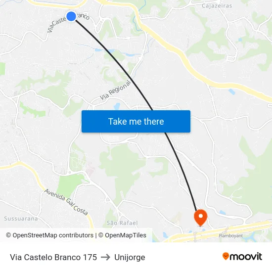 Via Castelo Branco 175 to Unijorge map