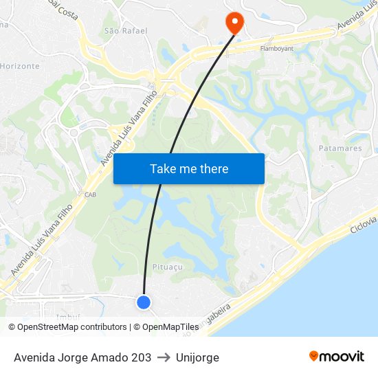 Avenida Jorge Amado 203 to Unijorge map