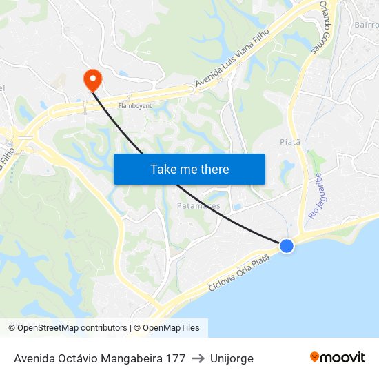 Avenida Octávio Mangabeira 177 to Unijorge map