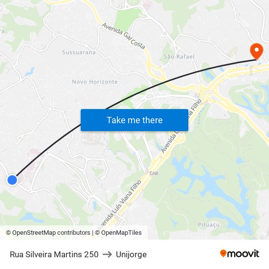 Rua Silveira Martins 250 to Unijorge map