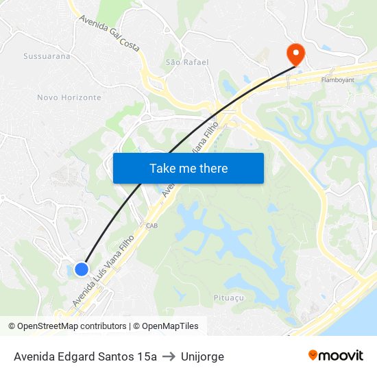 Avenida Edgard Santos 15a to Unijorge map