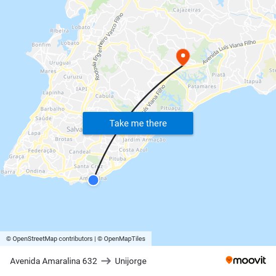 Avenida Amaralina 632 to Unijorge map