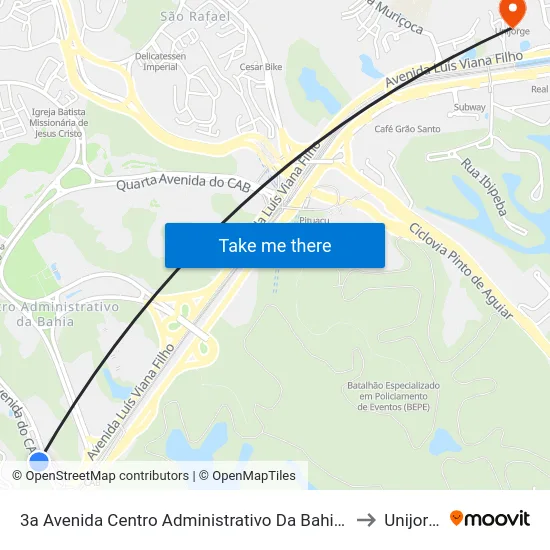 3a Avenida Centro Administrativo Da Bahia 320 to Unijorge map