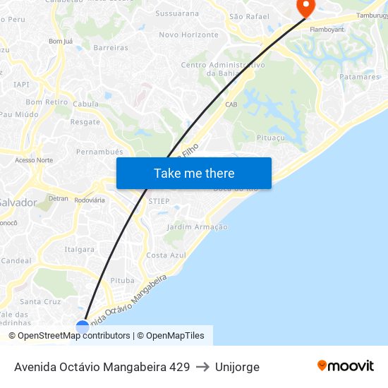 Avenida Octávio Mangabeira 429 to Unijorge map
