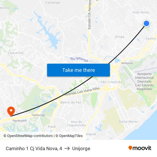 Caminho 1 Cj Vida Nova, 4 to Unijorge map