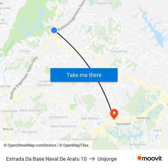 Estrada Da Base Naval De Aratu 10 to Unijorge map