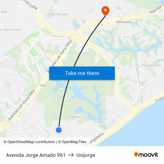 Avenida Jorge Amado 961 to Unijorge map
