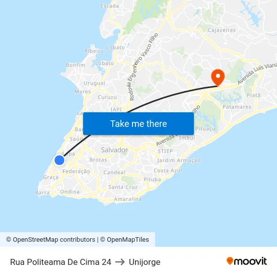 Rua Politeama De Cima 24 to Unijorge map