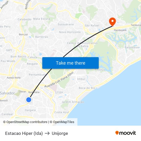 Estacao Hiper (Ida) to Unijorge map