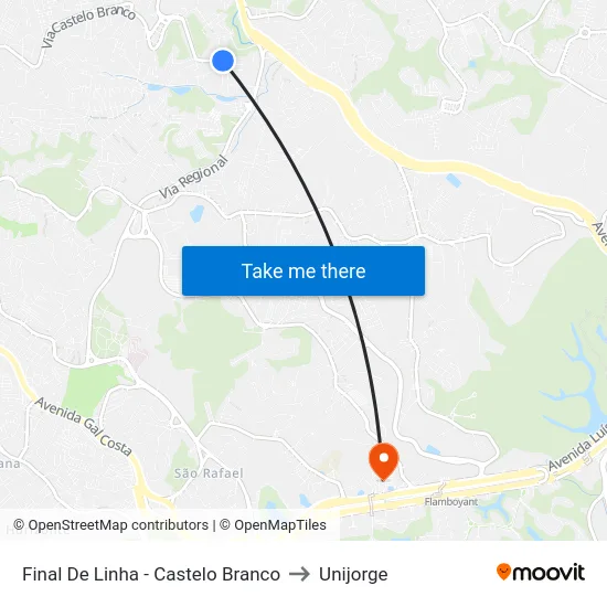 Final De Linha - Castelo Branco to Unijorge map