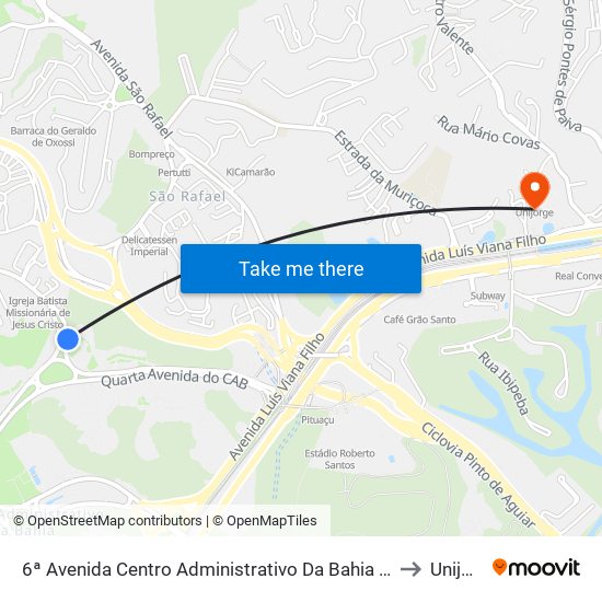 6ª Avenida Centro Administrativo Da Bahia | Inema / Sema to Unijorge map
