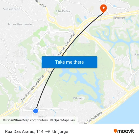 Rua Das Araras, 114 to Unijorge map