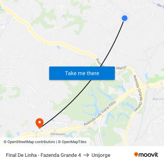 Final De Linha - Fazenda Grande 4 to Unijorge map