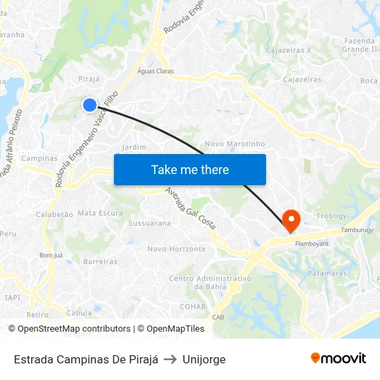 Estrada Campinas De Pirajá to Unijorge map