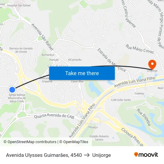 Avenida Ulysses Guimarães, 4540 to Unijorge map