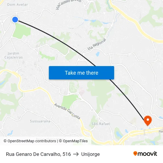 Rua Genaro De Carvalho, 516 to Unijorge map
