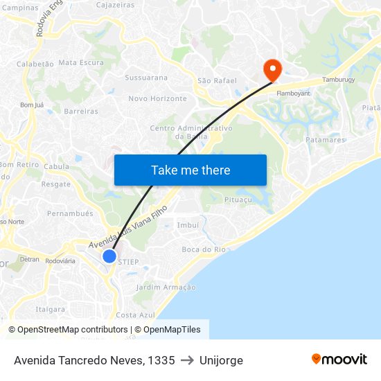 Avenida Tancredo Neves, 1335 to Unijorge map