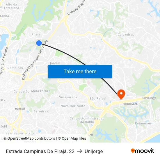 Estrada Campinas De Pirajá, 22 to Unijorge map