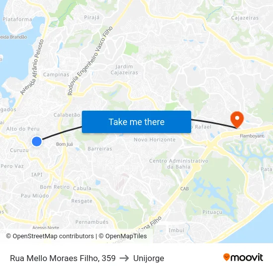 Rua Mello Moraes Filho, 359 to Unijorge map