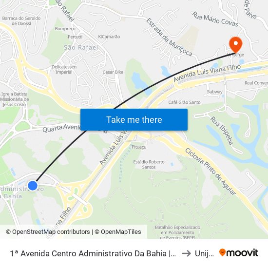 1ª Avenida Centro Administrativo Da Bahia | Trt / Tre / Banco Central to Unijorge map