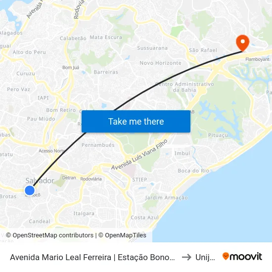 Avenida Mario Leal Ferreira | Estação Bonocô - Sentido Lapa to Unijorge map