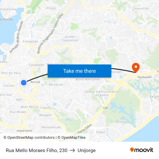 Rua Mello Moraes Filho, 230 to Unijorge map