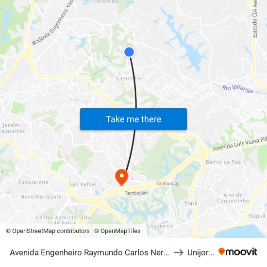 Avenida Engenheiro Raymundo Carlos Nery, 1030 to Unijorge map