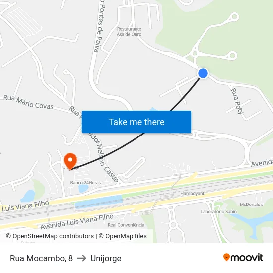 Rua Mocambo, 8 to Unijorge map