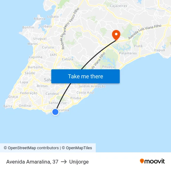 Avenida Amaralina, 37 to Unijorge map